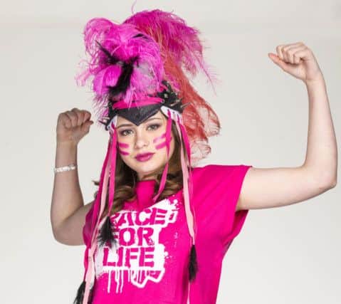 Morgan Steele is encouraging other people to raise funds for Cancer Research. Picture: Andrew Barr Photography.
 Hair and make-up by Taylor Ferguson, Glasgow.