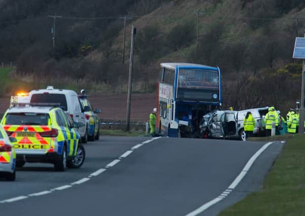Andrea Harris was killed and 11 others have been injured when a bus and 4x4 vehicle collided on the A78 in North Ayrshire. Picture: John Devlin