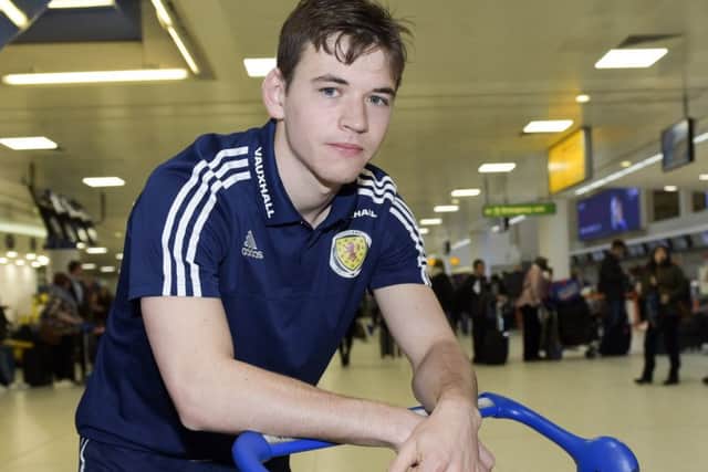 Donald Love en route to France for the Scotland under-21 international. Picture: Craig Williamson/SNS