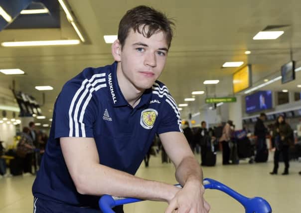 Donald Love en route to France for the Scotland under-21 international. Picture: Craig Williamson/SNS