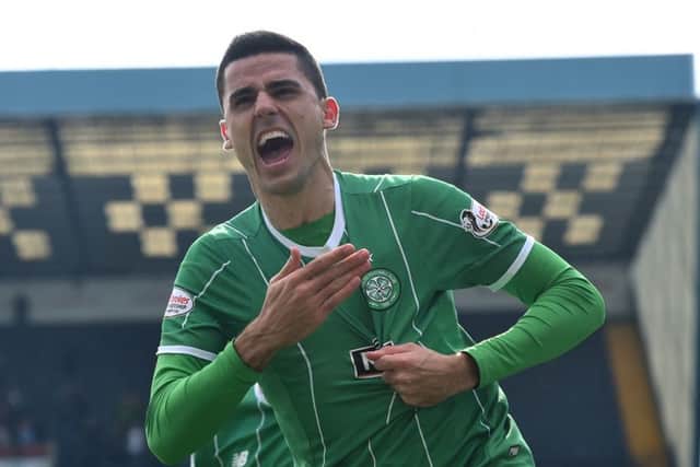 Celtic star Tom Rogic celebrates after a superb winning goal against Kilmarnock last Saturday. Picture: SNS