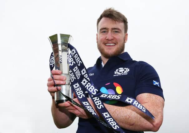 Stuart Hogg with the RBS Six Nations Player of the Championship award