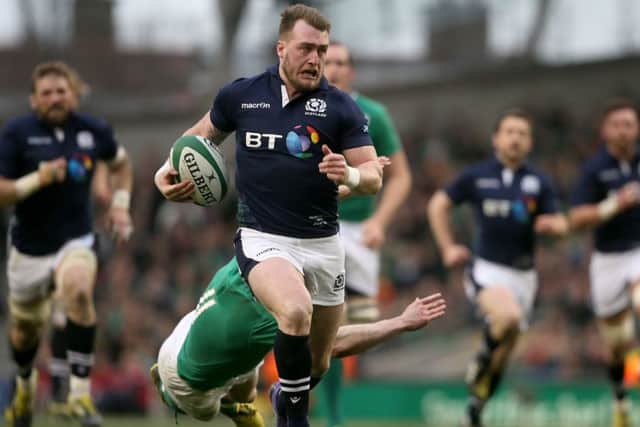 Stuart Hogg shows the sort of form against Ireland which saw him voted RBS Six Nations player of the championship. Picture: Niall Carson/PA Wire