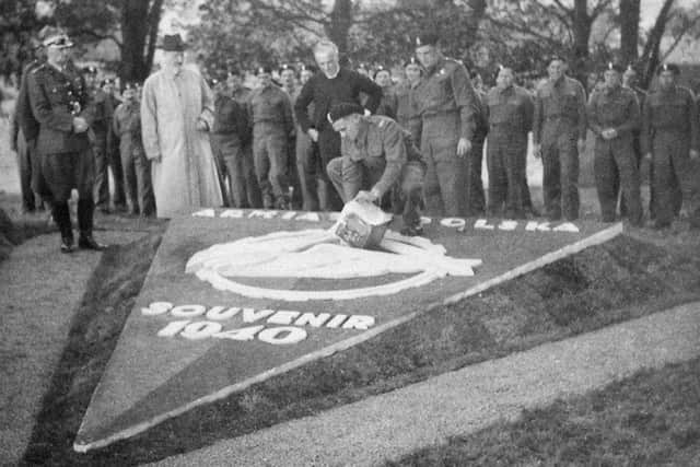 Douglas on September 8 1940. Polish Forces present a  memorial to the villagers of Douglas and the surrounding district to thank them for their hospitality. Pic: TSPL Archive