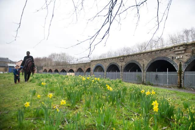 A disused elevated railway in the Gorbals, Glasgow. Picture: John Devlin/TSPL