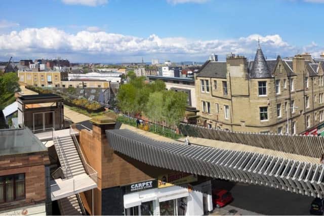 Plans for a New York-style high line park over Leith Walk were unveiled last year. Picture: Biomorphis