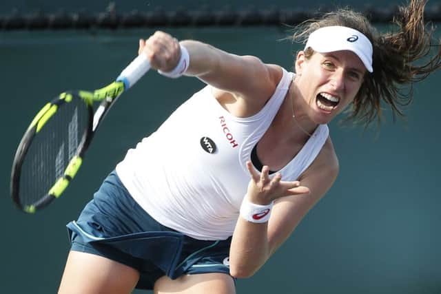 Johanna Konta defeated Monica Nicolescu in Miami. Picture: Wilfredo Lee/AP