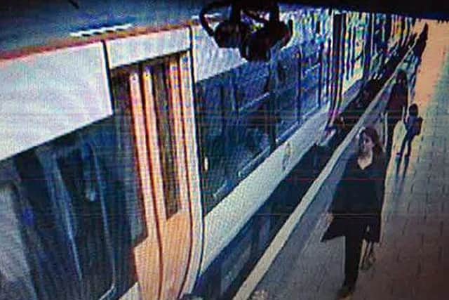 CCTV image showing Saima on Platform 1 in Wembley Central on the 30th August last year.
