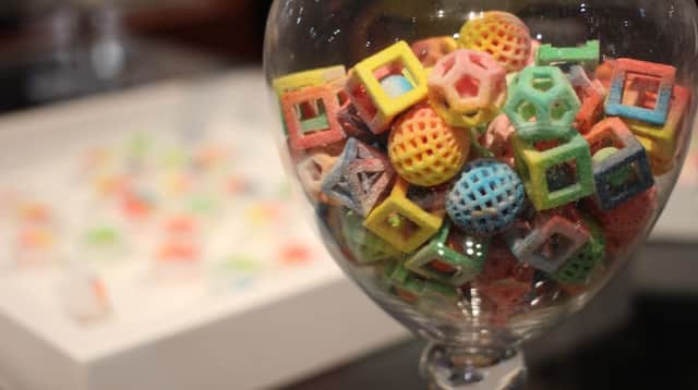Sweets produced using a 3D food printer. The devices are now being marketed for consumer use.
