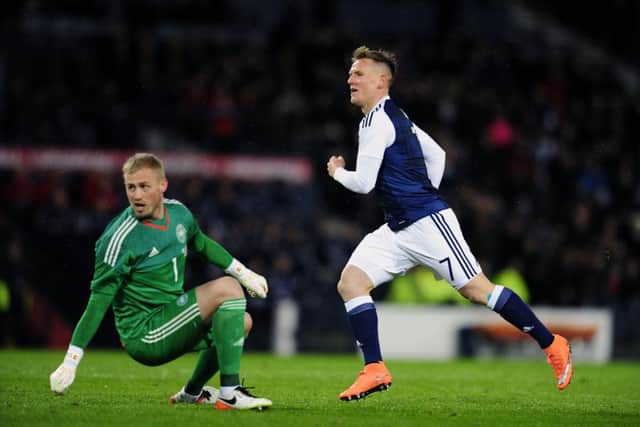 Matt Ritchie curls his finish around a helpless Kasper Schmeichel. Picture: Michael Gillen