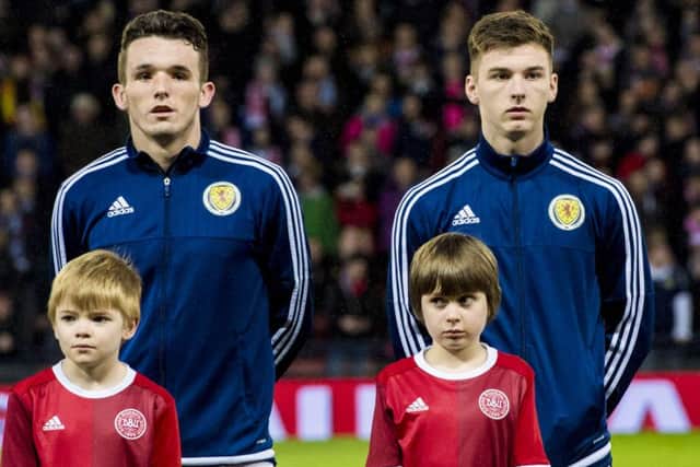 Scotland's John McGinn (left) and Kieran Tierney excelled in the match. Picture: SNS
