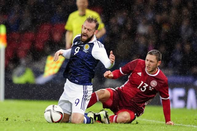 Steven Fletcher operated in the space behind Leigh Griffiths. Picture: Michael Gillen