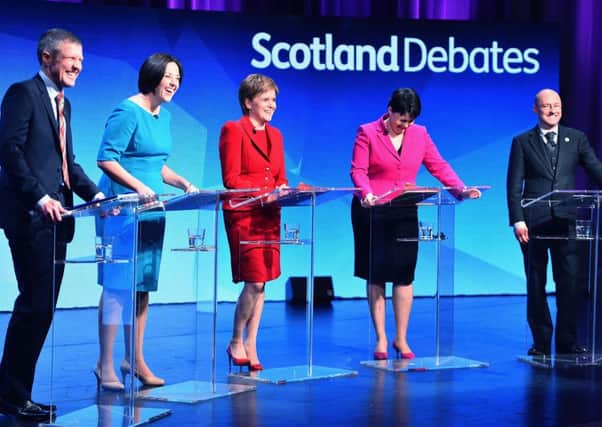 Scottish party leaders at the STV debate. Picture: Getty Images