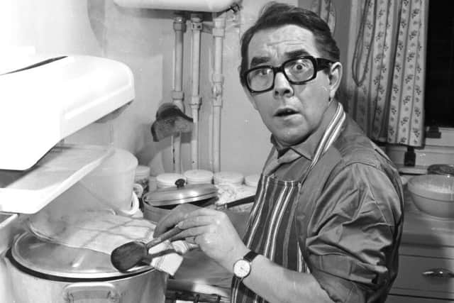 Ronnie cooking in the kitchen of his home in December 1967. At the time he was appearing in pantomime in Cinderella at King's Theatre in Edinburgh.