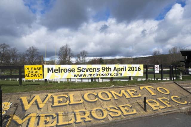 A sign welcomes visitors to the Melrose rugby ground at the Greenyards. Picture: Ian Rutherford