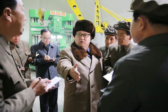 North Korean leader Kim Jong-un visits a machine factory yesterday. Picture: AFP/Getty