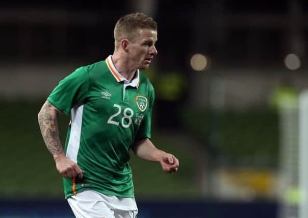 Jonny Hayes, making his Republic of Ireland debut, was praised on his return to Aberdeen. Picture: PA