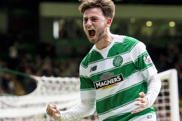 Patrick Roberts celebrates putting Celtic 2-1 up. Picture: SNS Group