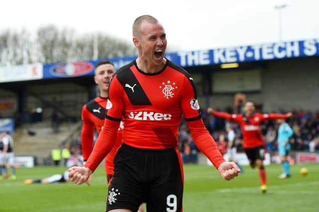 Kenny Miller celebrates giving Rangers a 3-2 lead at Starks Park, only for Raith Rovers to grab a last-minute equaliser. Picture: SNS