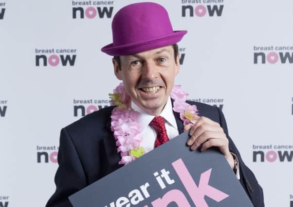 Ken Macintosh was one of the MSPs who donned feather boa and daft hat to highlight the battle to beat cancer. Picture: Gary Doak