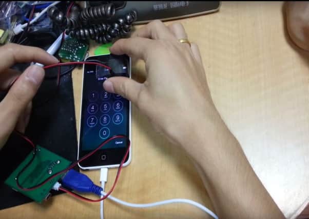 This device is capable of hacking into older iPhones Picture: YouTube