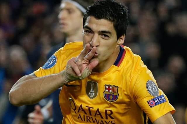 Luis Suarez: Scored twice in the second half for Barcelona. Picture: AP