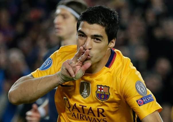 Luis Suarez:  Scored twice in the second half for Barcelona. Picture: AP