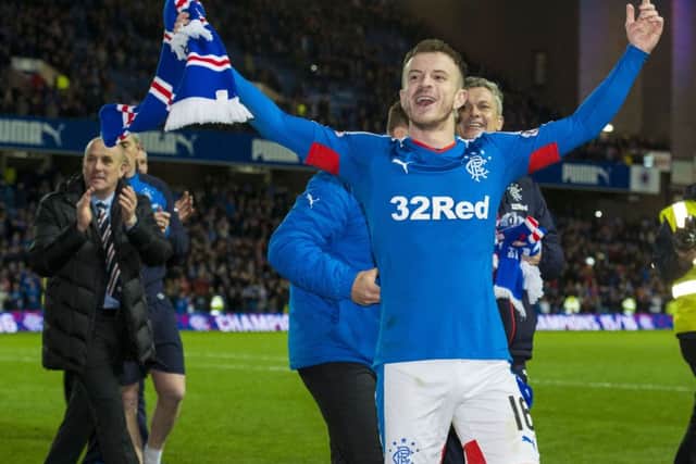 Rangers' Andy Halliday celebrates at full-time. Picture: SNS