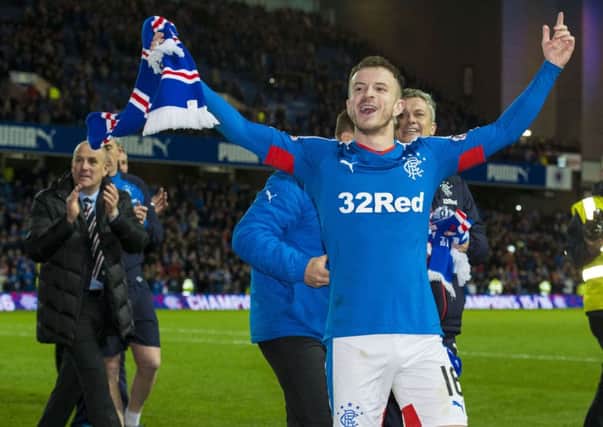Rangers' Andy Halliday celebrates at full-time. Picture: SNS
