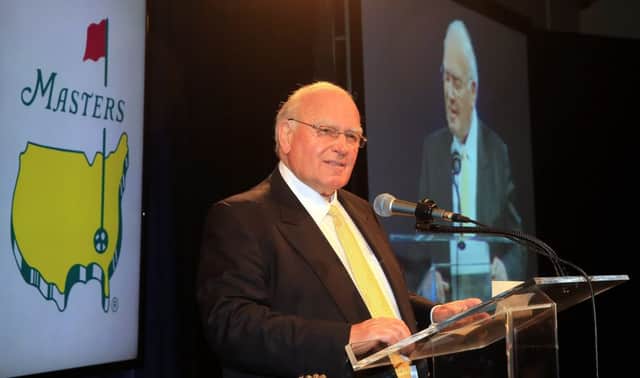 Renton Laidlaw received the Masters Major Achievement for recognition of working at 40 Masters in 2013. Picture: Getty Images