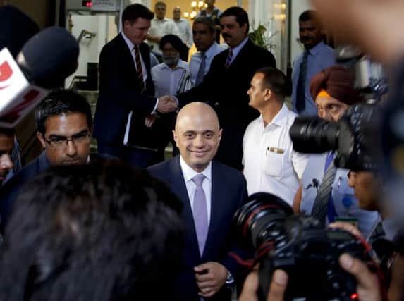 British Business Secretary Sajid Javid returns from his meeting with Tata chiefs. Picture: AP
