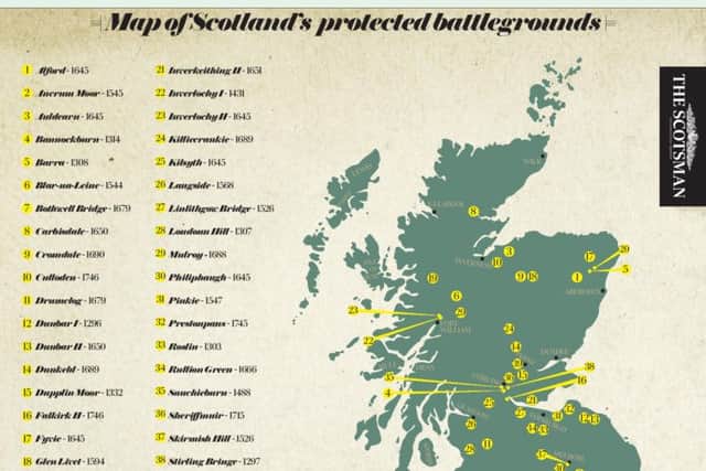Map of Scotland's protected battlegrounds. Picture: TSPL