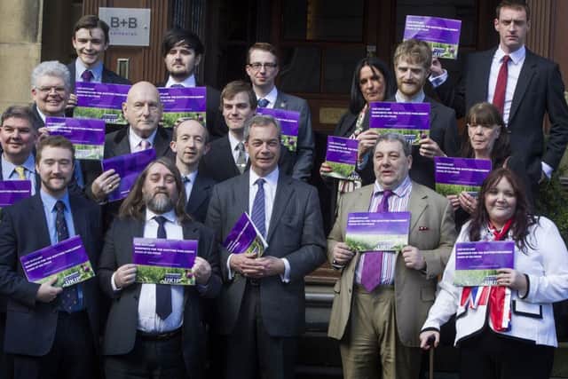 Nigel Farage, David Coburn and Ukip's list candidates. Picture: SWNS