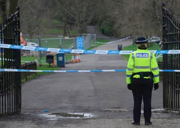 Police sealed off Queen's Park after an alleged rape of a 37-year-old woman on 30th March. Picture: Hemedia