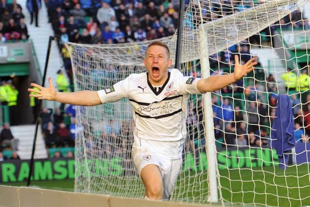 John Baird celebrates winning the Challenge Cup final for Raith Rovers. Picture: Neil Doig