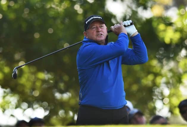 Ian Woosnam tees off at the third in his second round at Augusta National. Picture: Getty Images