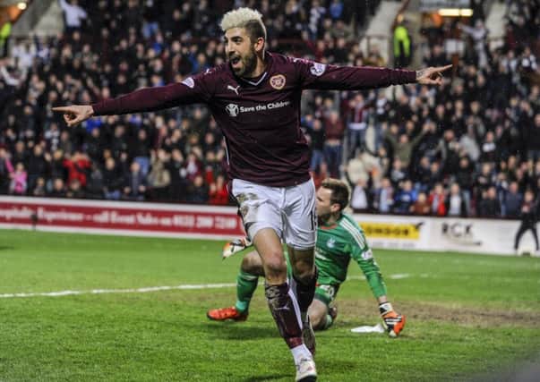 Juanma scored twice to help Hearts beat Aberdeen 2-1. Picture: Andrew O'Brien