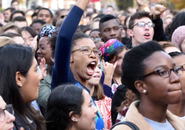 Yale University students protested over comments about Halloween costumes. Photograph: Arnold Gold/New Haven Register/AP
