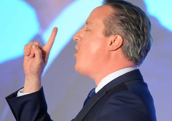 David Cameron speaks at the Tories spring forum in London. Photograph:  PA
