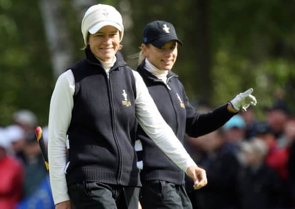 Catriona Matthew, left, has been praised by Solheim Cup captain Annika Sorenstam. Picture: David Cannon/Getty Images