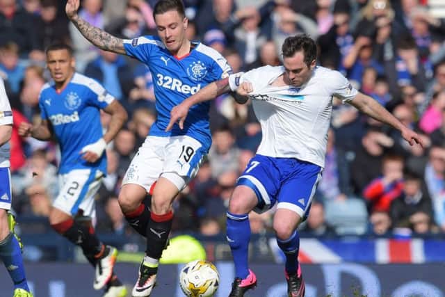 Rangers' Barrie McKay in action against Peterhead's Jamie Stevenson in the Petrofac Cup final. Picture: Alan Harvey/SNS