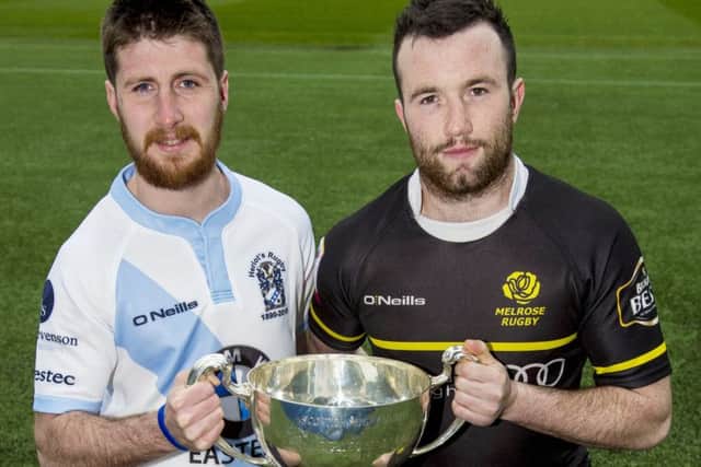 Gregor McNeish of Heriot's, left, will lock horns with Bruce Colvine of Melrose in Saturday's BT Cup final. Picture: Bill Murray/SNS