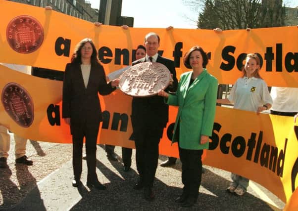 The SNP back the Penny for Scotland campaign in April 1999. Picture: TSPL