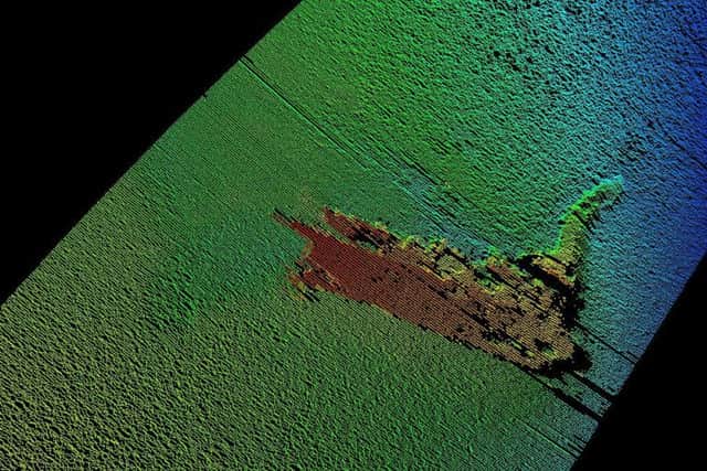 One of MUNIN's images showing the discarded Nessie model 180 metres below the loch's surface. Picture: Contributed