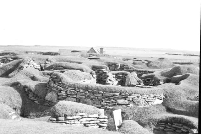 Excavations at the Skara Brae prehistoric site in Orkney, June 1966.