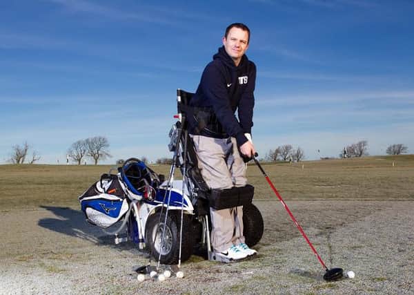 Ryan MacDonald is an early adopter of the Paragolfer at Mearns Castle Golf Academy. Picture: Charlie Barker-Gavigan