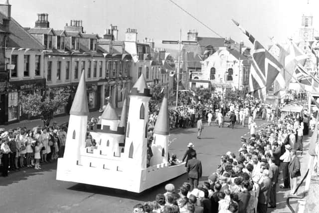 A view of the floats in the Lanimer Procession in Lanark.