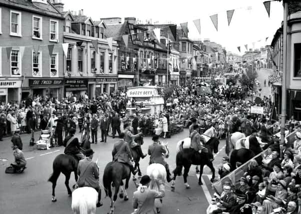 Crowds enjoy the Lanimar Day procession down Lanark High Street in June 1966