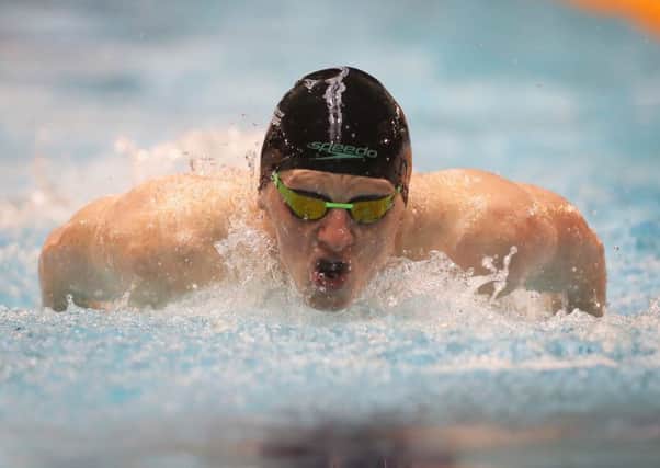 Cameron Brodie of Stirling University in the men's 200m butterfly on day two of the British Swimming Championships at Tollcross International Swimming Centre in Glasgow. Picture: Ian MacNicol/Getty