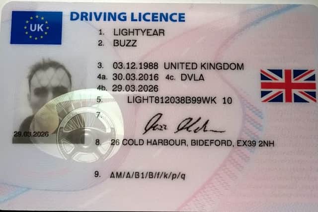 The driving licence of Sam Stephens who changed his name to Buzz Lightyear Picture: SWNS